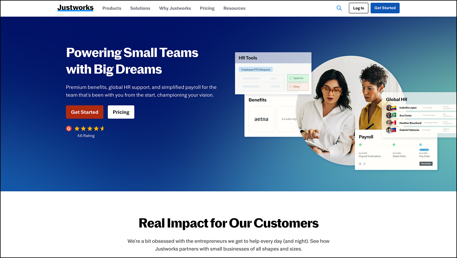 Justworks' homepage