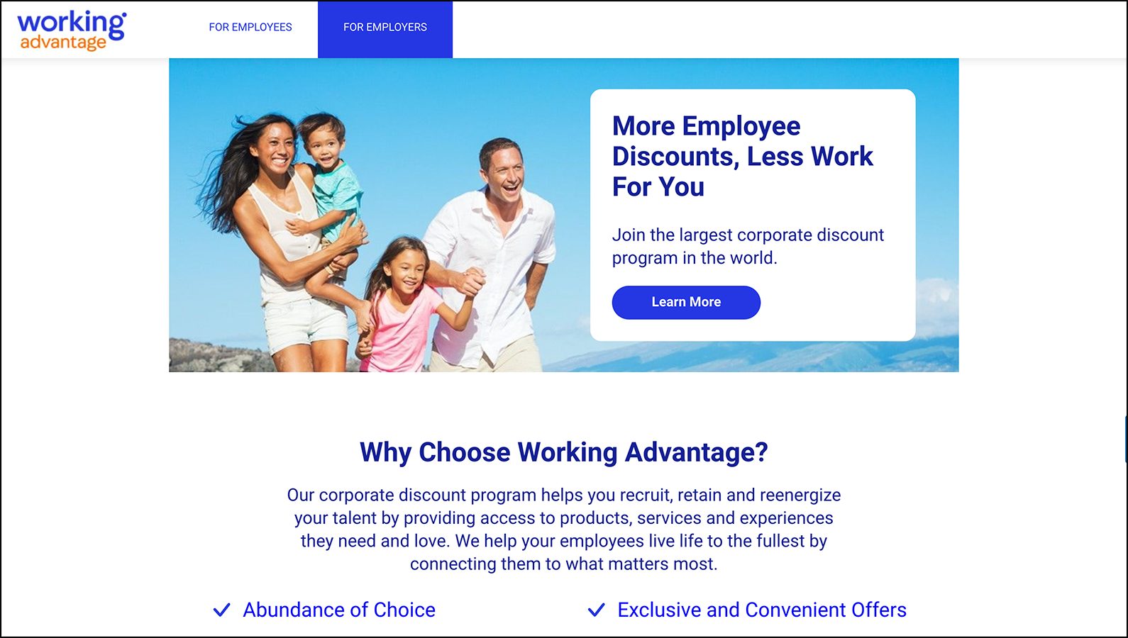 Working Advantage's homepage